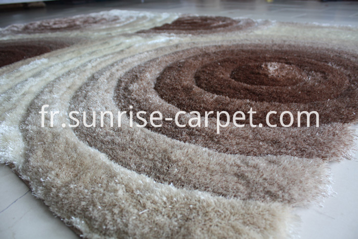 Tapis Silk Shaggy 3D Beige en Polyester Polyester Silk Shaggy 3D Beige Rug